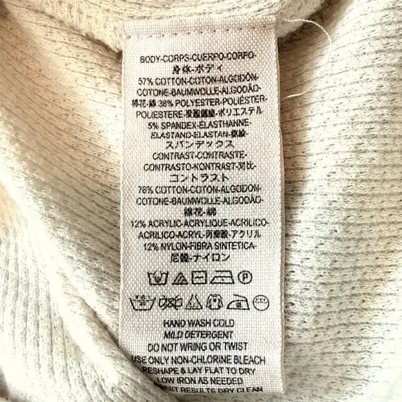 Free People Fairground Thermal Folk Boho Cream Long Bell Statement Sleeve Top XS - Picture 8 of 10